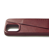 Mujjo iPhone 15 Pro Max Skal Full Leather Wallet Case MagSafe Burgundy