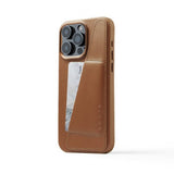 Mujjo iPhone 15 Pro Max Skal Full Leather Wallet Case MagSafe Dark Tan