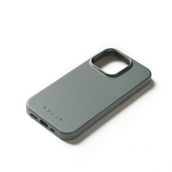 Mujjo iPhone 16 Pro Skal Full Leather Case Green Smoke