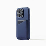 Mujjo iPhone 16 Pro Skal Full Leather Wallet Case Monaco Blue