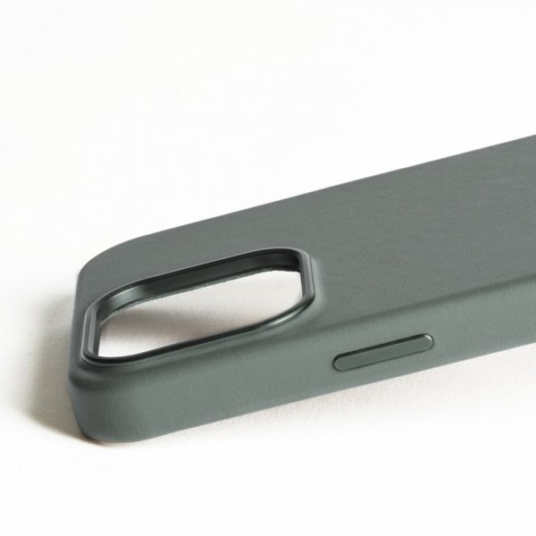 Mujjo iPhone 16 Pro Max Skal Full Leather Case Green Smoke