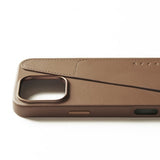 Mujjo iPhone 16 Pro Max Skal Full Leather Wallet Case Dark Tan