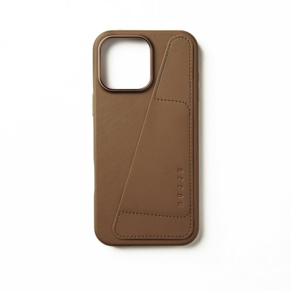 Mujjo iPhone 16 Pro Max Skal Full Leather Wallet Case Dark Tan