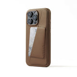 Mujjo iPhone 16 Pro Max Skal Full Leather Wallet Case Dark Tan