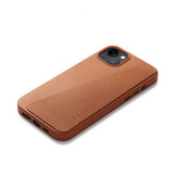 Mujjo iPhone 14 Plus Skal Full Leather Wallet Case Tan