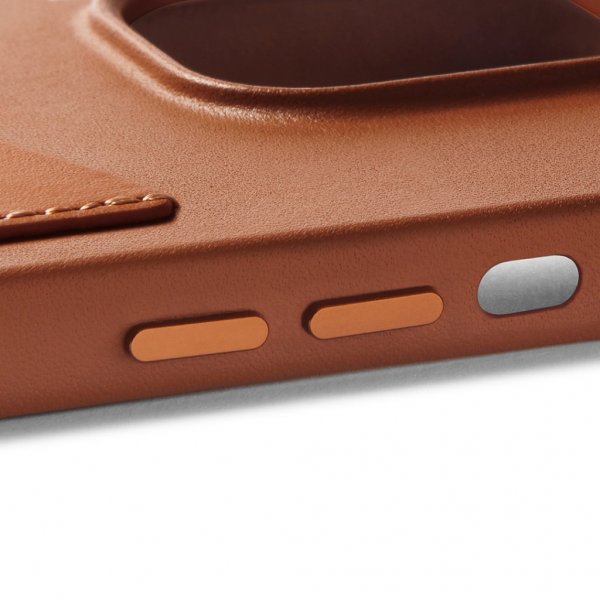 Mujjo iPhone 14 Plus Skal Full Leather Wallet Case Tan