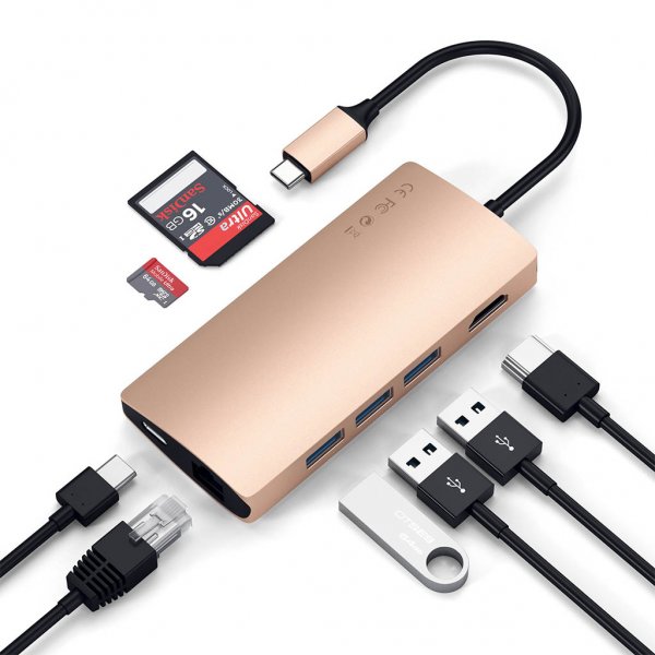 Satechi USB-C Multi-Port Adapter 4K Gigabit Ethernet V2 Guld