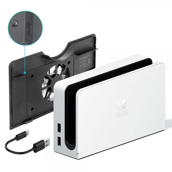 Dobe Nintendo Switch OLED Kylningsfläkt Blå Belysning Svart