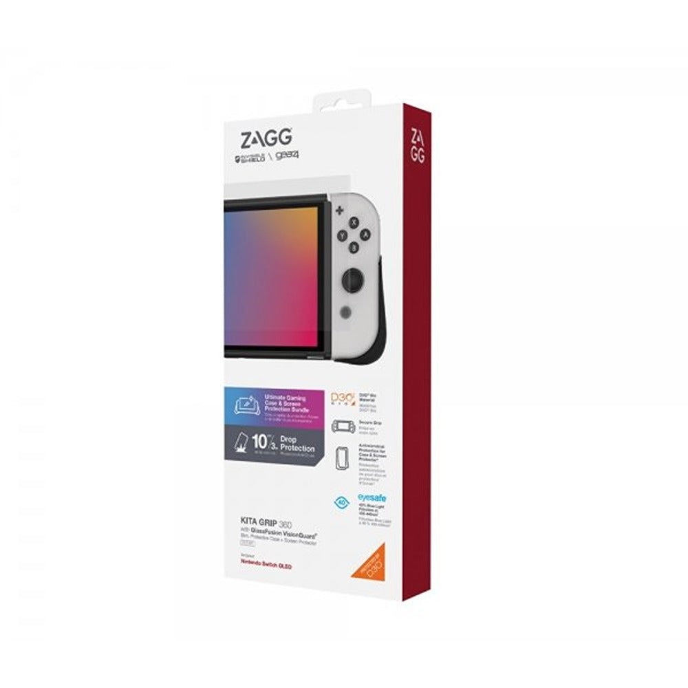 Gear4 Nintendo Switch OLED Skal med Skärmskydd Kita Grip 360 Clear