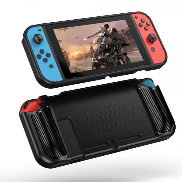 Nintendo Switch Skal Borstad Kolfibertextur Svart