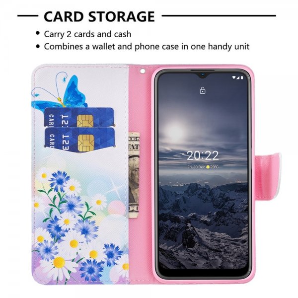 Nokia G11/G21 Fodral Motiv Fjärilar och Blommor