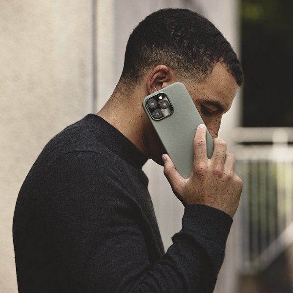 Mujjo iPhone 16 Pro Max Skal Full Leather Case Green Smoke