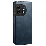 OnePlus 11 Fodral Retro Lädertextur Sömnad Blå
