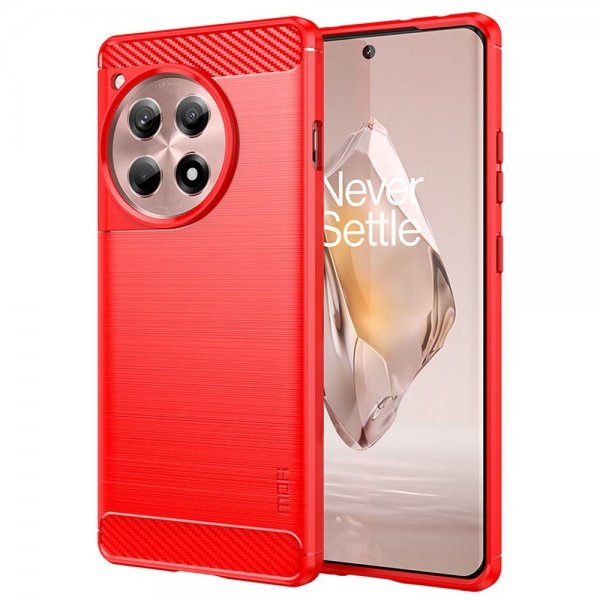 Mofi OnePlus 12R Skal Borstad Kolfibertextur Röd