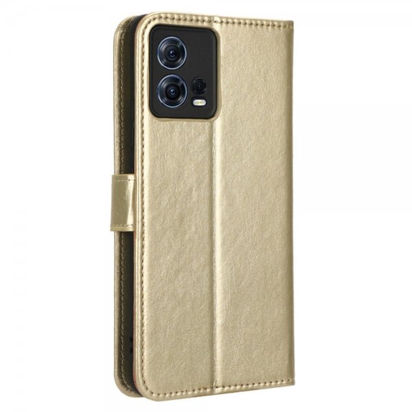Motorola Edge 30 Fusion Fodral Lädertextur Guld