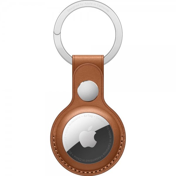 Apple Original AirTag Hållare Leather Key Ring Saddle Brown