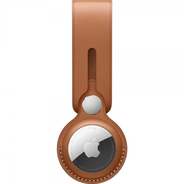 Apple Original AirTag Hållare Leather Loop Saddle Brown