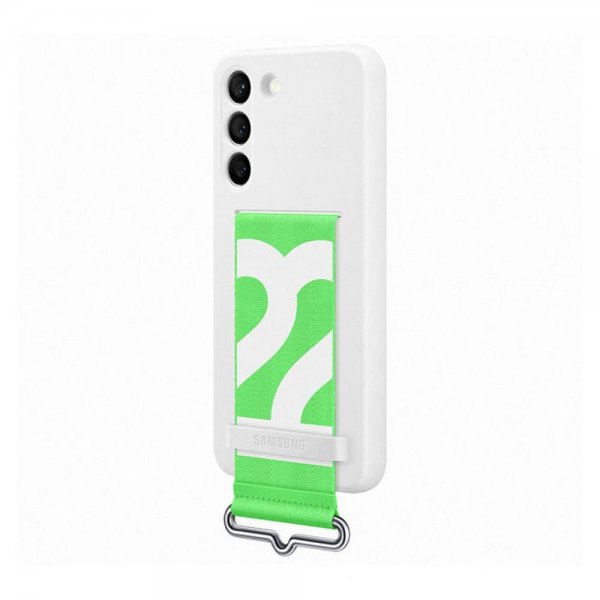 Samsung Original Galaxy S22 Skal Silicone Cover with Strap Vit