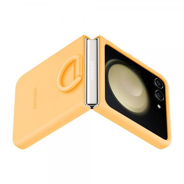 Samsung Original Galaxy Z Flip 5 Skal Silicone Case with Ring Apricot