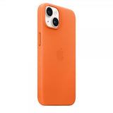 Apple Original iPhone 14 Plus Skal Leather Case MagSafe Orange