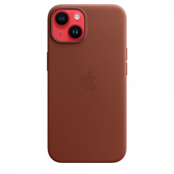 Apple Original iPhone 14 Plus Skal Leather Case MagSafe Umbra