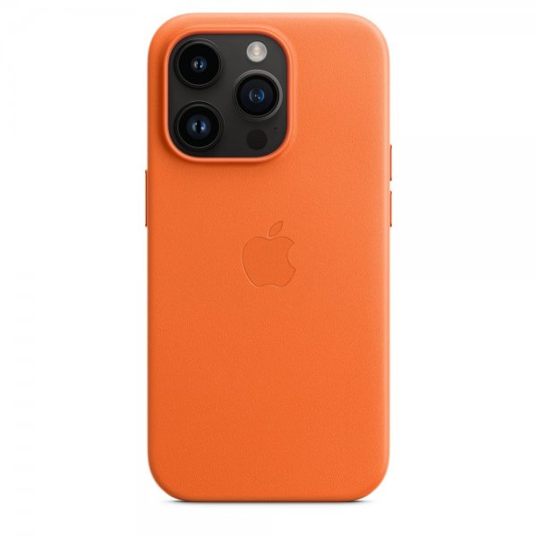 Apple Original iPhone 14 Pro Max Skal Leather Case MagSafe Orange