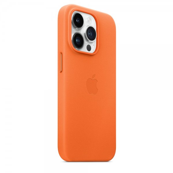 Apple Original iPhone 14 Pro Skal Leather Case MagSafe Orange