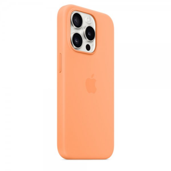 Apple Original iPhone 15 Pro Max Skal Silikon MagSafe Apelsinsorbet