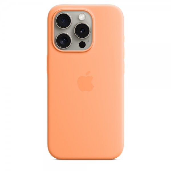 Apple Original iPhone 15 Pro Skal Silikon MagSafe Apelsinsorbet