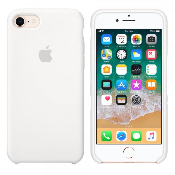 Apple Original iPhone 7/8/SE Skal Silicone Case Vit