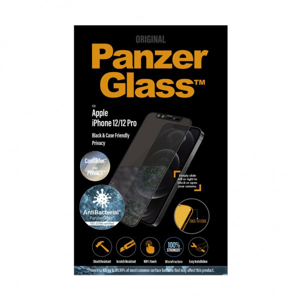 PanzerGlass iPhone 12/iPhone 12 Pro Skärmskydd Edge-to-Edge Camslider Privacy