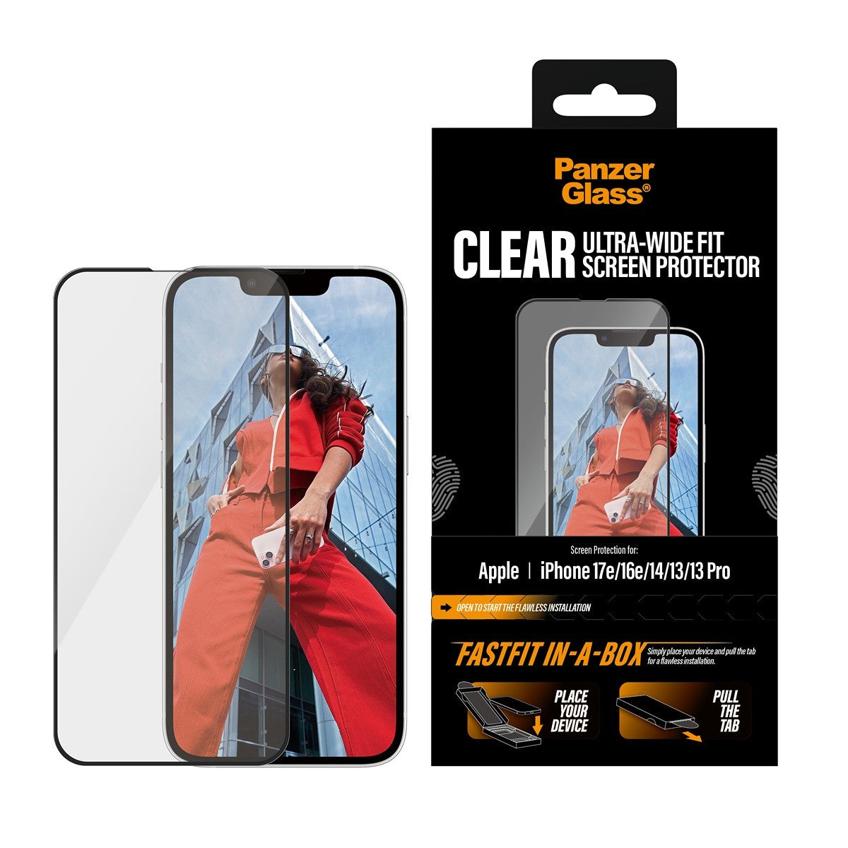 PanzerGlass iPhone 13/13 Pro/14/16e/17e Skärmskydd Ultra-Wide Fit Fastfit