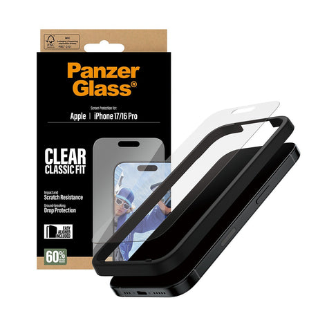 PanzerGlass iPhone 16 Pro/iPhone 17 Skärmskydd Classic Fit EasyAligner