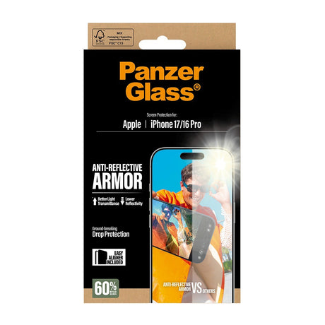 PanzerGlass iPhone 16 Pro/iPhone 17 Skärmskydd Ultra-Wide Fit Anti-reflective EasyAligner
