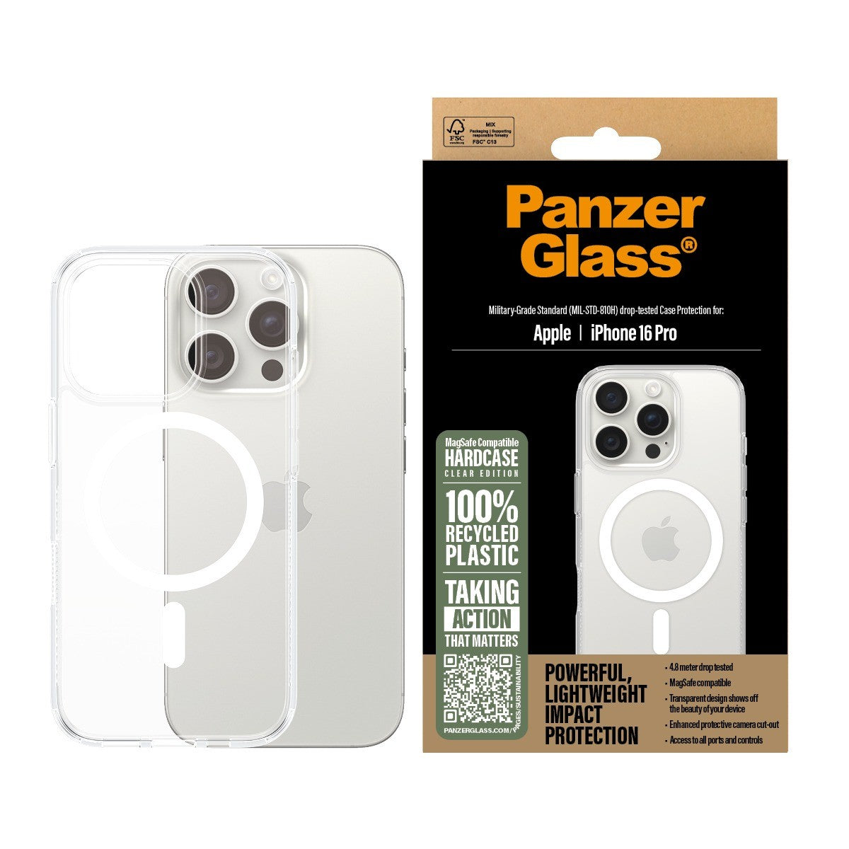 PanzerGlass iPhone 16 Pro Skal HardCase MagSafe Transparent