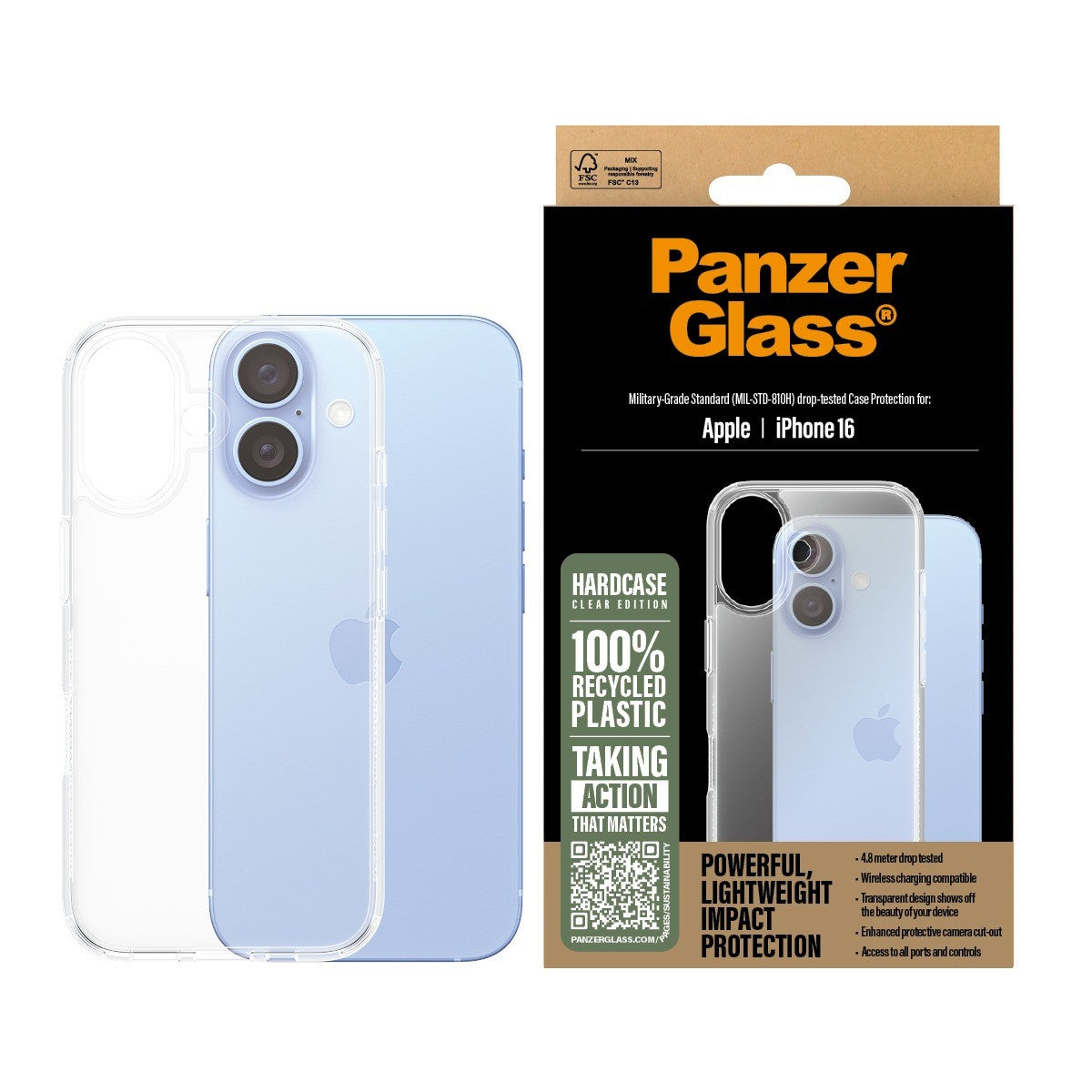 PanzerGlass iPhone 16 Skal HardCase Transparent