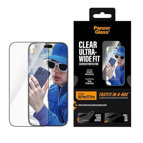 PanzerGlass iPhone 17 Pro/iPhone 18 Pro Skärmskydd Ultra-Wide Fit Clear Fastfit