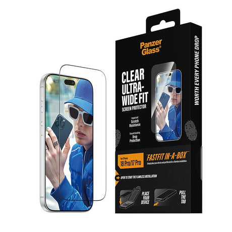 PanzerGlass iPhone 17 Pro/iPhone 18 Pro Skärmskydd Ultra-Wide Fit Clear Fastfit