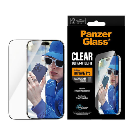 PanzerGlass iPhone 17 Pro/iPhone 18 Pro Skärmskydd Ultra-Wide Fit EasyAligner