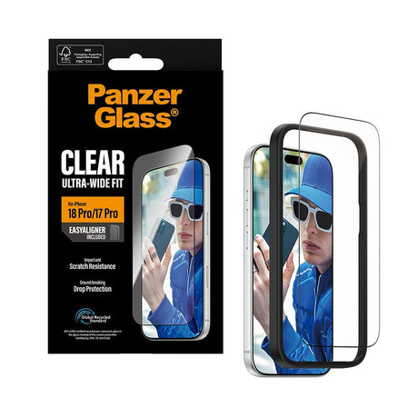 PanzerGlass iPhone 17 Pro/iPhone 18 Pro Skärmskydd Ultra-Wide Fit EasyAligner