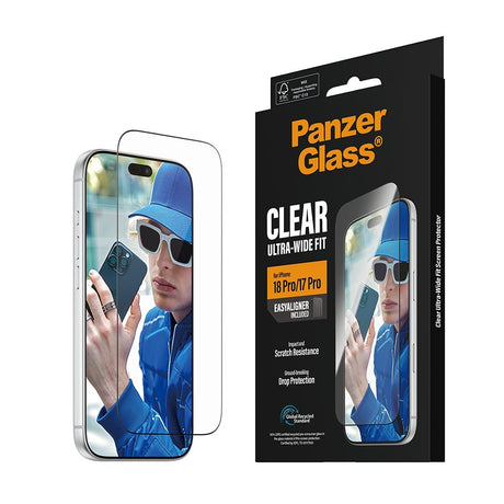 PanzerGlass iPhone 17 Pro/iPhone 18 Pro Skärmskydd Ultra-Wide Fit EasyAligner
