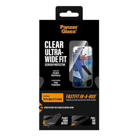 PanzerGlass iPhone 17 Pro Max/iPhone 18 Pro Max Skärmskydd Ultra-Wide Fit Clear Fastfit