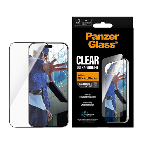 PanzerGlass iPhone 17 Pro Max/iPhone 18 Pro Max Skärmskydd Ultra-Wide Fit EasyAligner