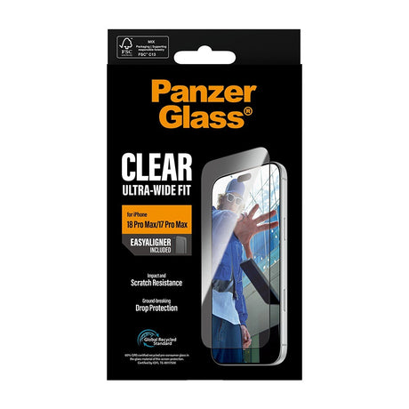 PanzerGlass iPhone 17 Pro Max/iPhone 18 Pro Max Skärmskydd Ultra-Wide Fit EasyAligner