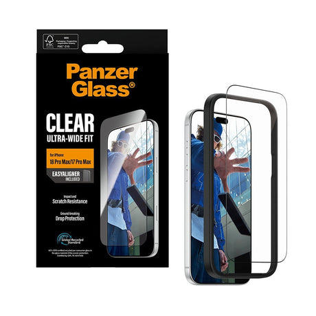 PanzerGlass iPhone 17 Pro Max/iPhone 18 Pro Max Skärmskydd Ultra-Wide Fit EasyAligner