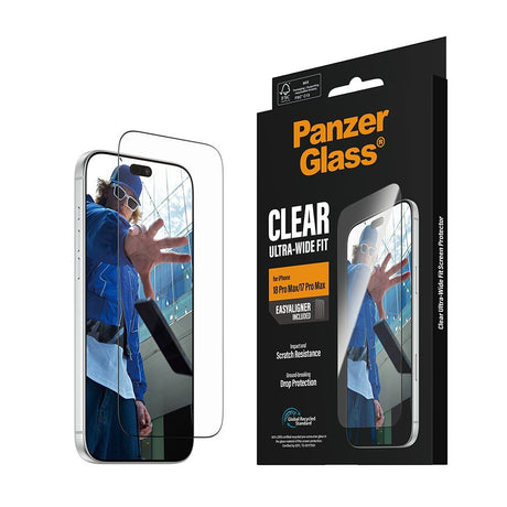 PanzerGlass iPhone 17 Pro Max/iPhone 18 Pro Max Skärmskydd Ultra-Wide Fit EasyAligner
