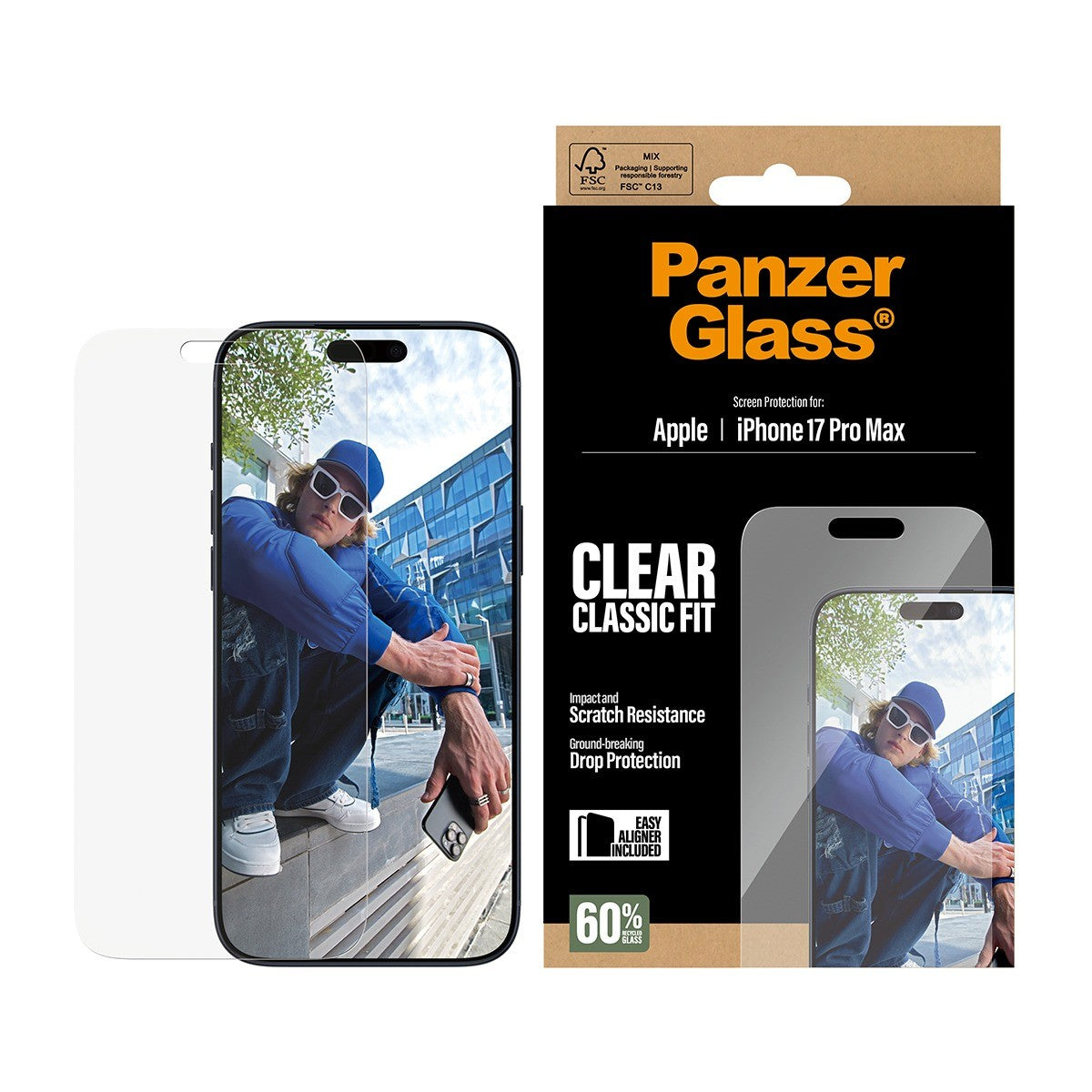 PanzerGlass iPhone 17 Pro Max Skärmskydd Classic Fit EasyAligner