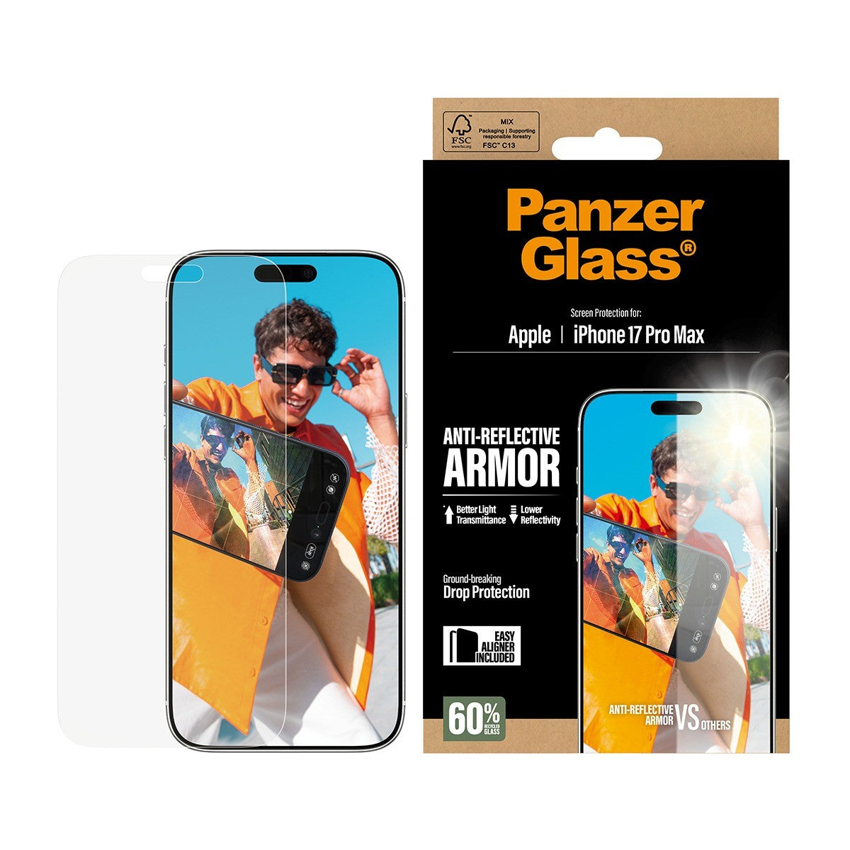 PanzerGlass iPhone 17 Pro Max Skärmskydd Ultra-Wide Fit Anti-reflective EasyAligner