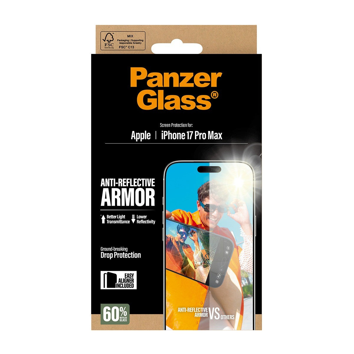 PanzerGlass iPhone 17 Pro Max Skärmskydd Ultra-Wide Fit Anti-reflective EasyAligner