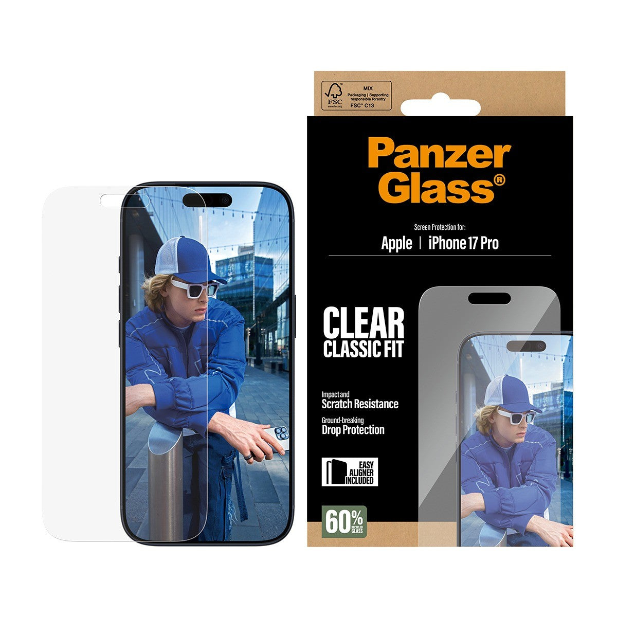 PanzerGlass iPhone 17 Pro Skärmskydd Classic Fit EasyAligner